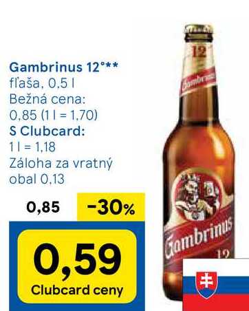 Gambrinus 12°, 0,5 l v akcii