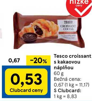 Tesco croissant s kakaovou náplňou, 60 g