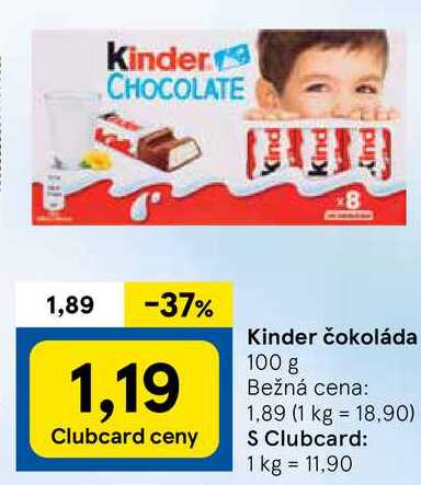 Kinder čokoláda, 100 g