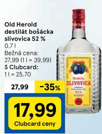 Old Herold destilát bošácka slivovica 52%, 0,7 l
