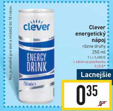 Clever energetický nápoj rôzne druhy 250 ml 