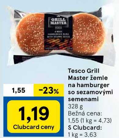 Tesco Grill Master žemle na hamburger so sezamovými semenami, 328 g 