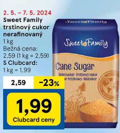 Sweet Family trstinový cukor nerafinovaný, 1 kg
