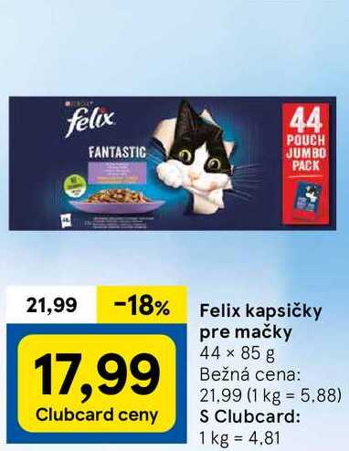Felix kapsičky pre mačky, 44x 85 g