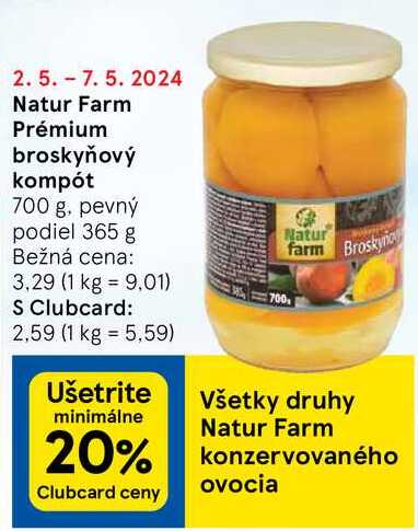 Natur Farm Prémium broskyňový kompót, 700 g