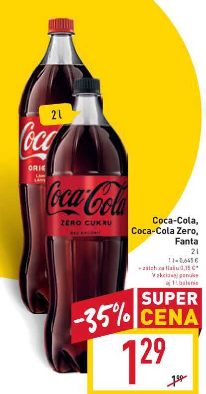 Coca-Cola 2 l, vybrané druhy 2l v akcii