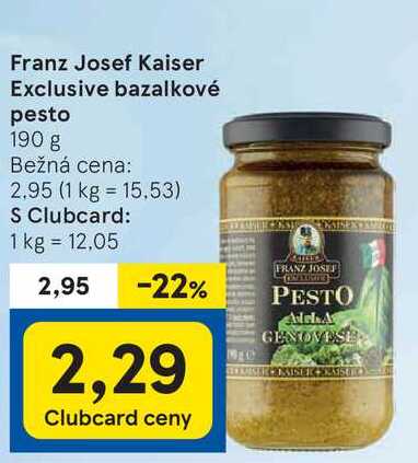 Franz Josef Kaiser Exclusive bazalkové pesto, 190 g 
