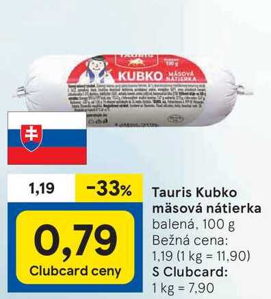 Tauris Kubko mäsová nátierka, 100 g 