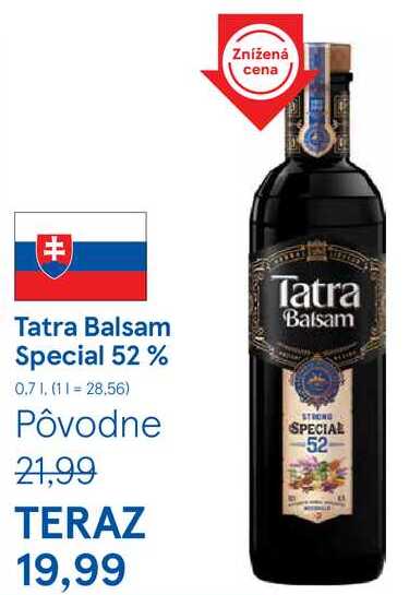 Tatra Balsam Special 52%, 0,7 l