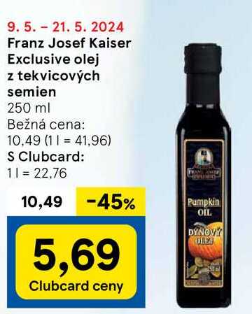 Franz Josef Kaiser Exclusive olej z tekvicových semien, 250 ml 