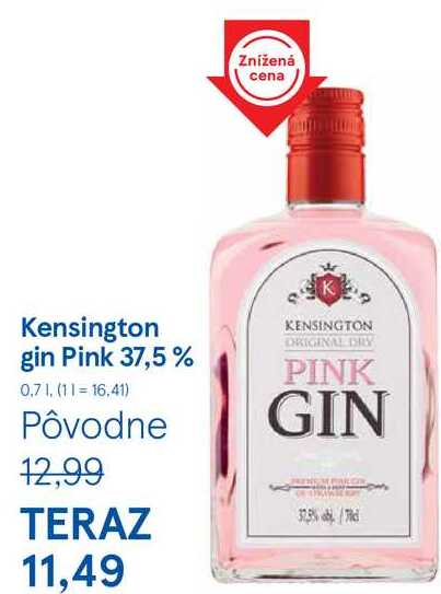 Kensington gin Pink 37,5%, 0,7 l v akcii