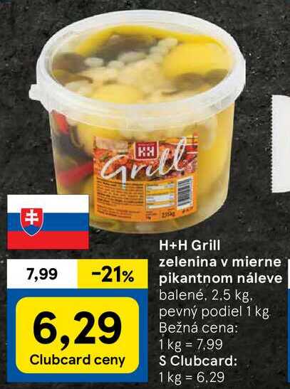 H+H Grill zelenina v mierne pikantnom náleve, 2,5 kg