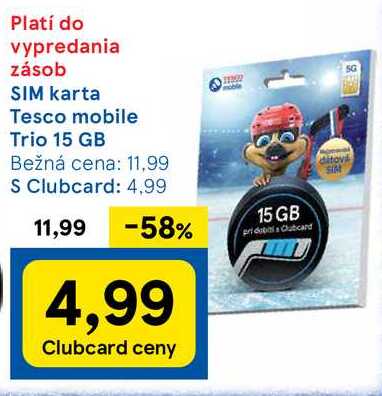 SIM karta Tesco mobile Trio 15 GB