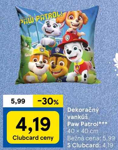 Dekoračný vankúš Paw Patrol