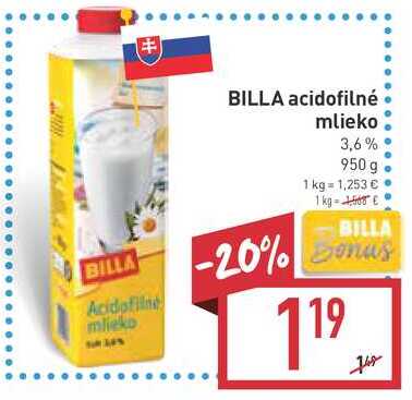 Acidofilne mlieko 3,6% 950 g