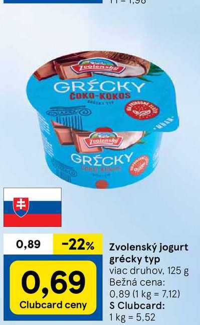 Zvolenský jogurt grécky typ viac druhov, 125 g  