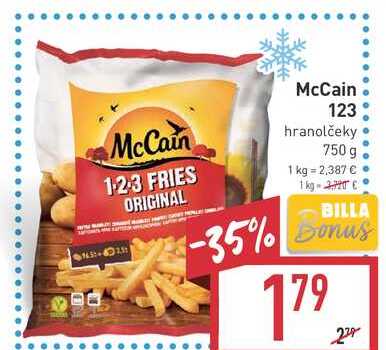 McCain 123 hranolčeky 750 g  