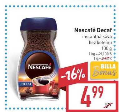Nescafé Decaf instantná káva bez kofeínu 100 g