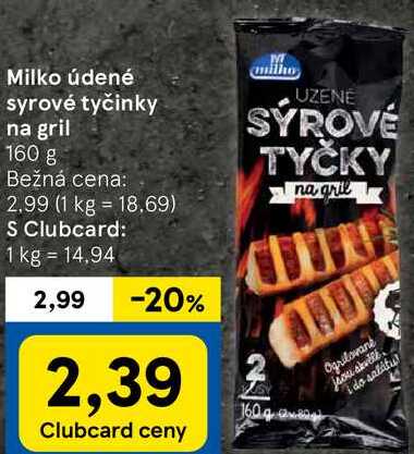 Milko údené syrové tyčinky na gril, 160 g