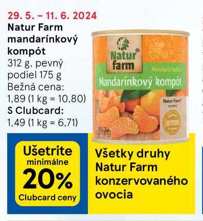Natur Farm mandarínkový kompót, 312 g