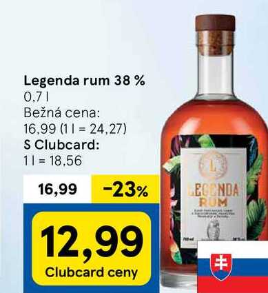Legenda rum 38 %, 0,7 l