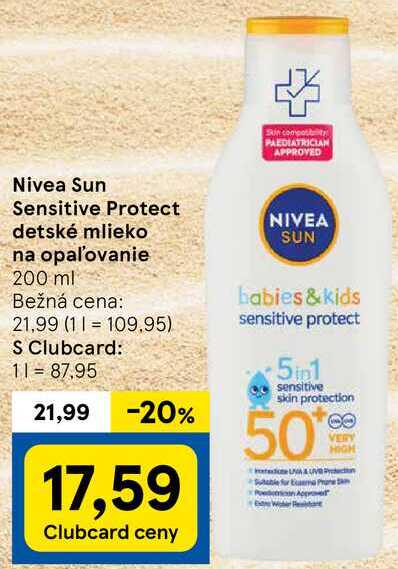 Nivea Sun Sensitive Protect detské mlieko na opaľovanie, 200 ml 