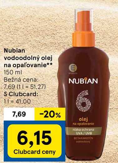 Nubian vodoodolný olej na opaľovanie, 150 ml 