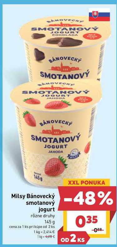 Milsy Bánovecký smotanový jogurt rôzne druhy 145 g