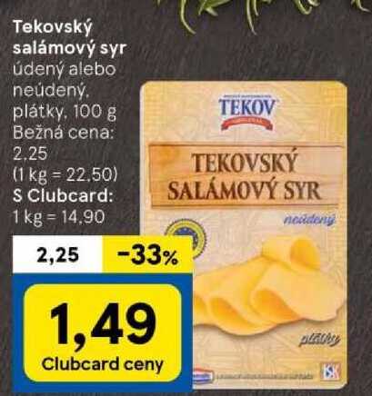 Tekovský salámový syr, 100 g