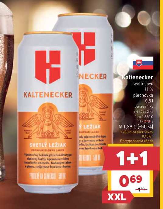 Kaltenecker svetlé pivo 11% plechovka 0,5 l