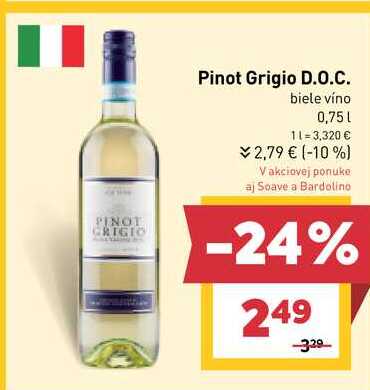 Pinot Grigio D.O.C. biele víno 0,75l v akcii