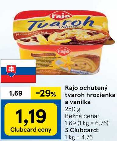 Rajo ochutený tvaroh hrozienka a vanilka, 250 g