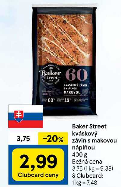 Baker Street kváskový závin s makovou náplňou, 400 g 