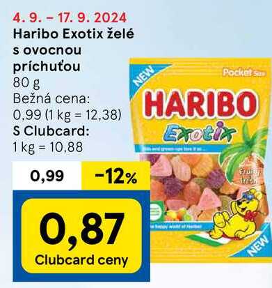 Haribo Exotix želé s ovocnou príchuťou, 80 g 