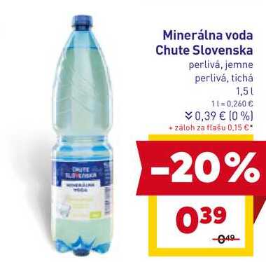 Minerálna voda Chute Slovenska perlivá, jemne perlivá, tichá 1,5l