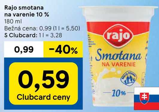 Rajo smotana na varenie 10 %, 180 ml