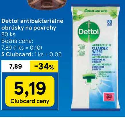 Dettol antibakteriálne obrúsky na povrchy, 80 ks