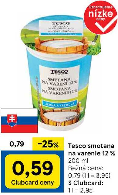 Tesco smotana na varenie 12 %, 200 ml 