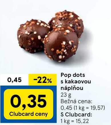 Pop dots s kakaovou náplňou, 23 g 