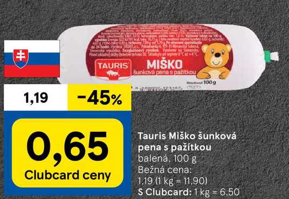 Tauris Miško šunková pena s pažítkou, 100 g 