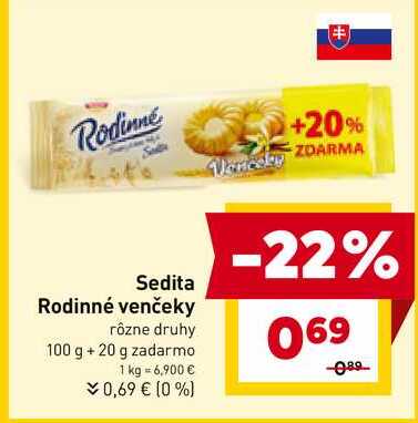 Sedita Rodinné venčeky rôzne druhy 100 g 