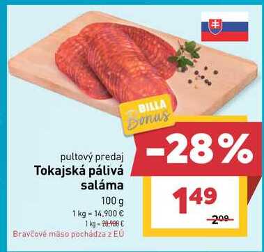 Tokajská pálivá saláma 100g