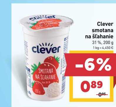 Clever smotana na šľahanie 31 %, 200 g 