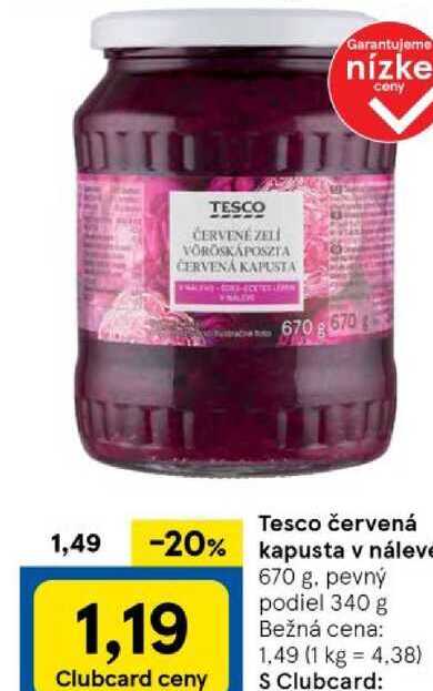 Tesco červená kapusta v náleve 670g