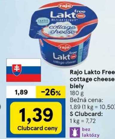 Rajo Lakto Free cottage cheese biely 180g