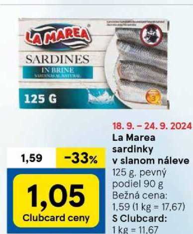 La Marea sardinky v slanom náleve 125 g