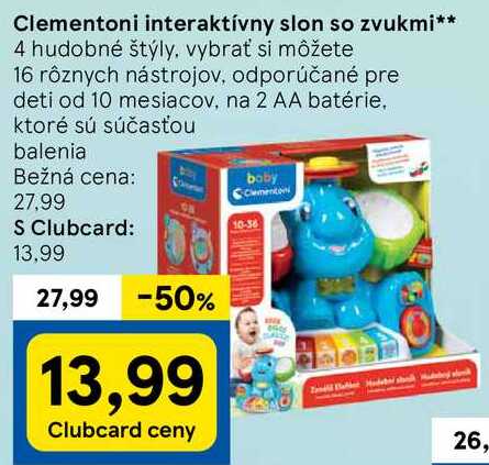 Clementoni interaktívny slon so zvukmi