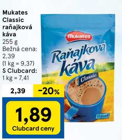 Mukates Classic raňajková káva, 255 g