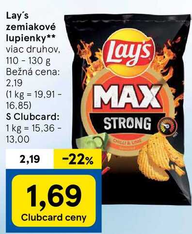 Lay's zemiakové lupienky, 110-130 g 