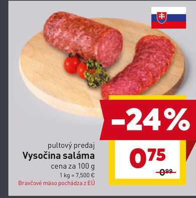 Vysočina saláma cena za 100 g 